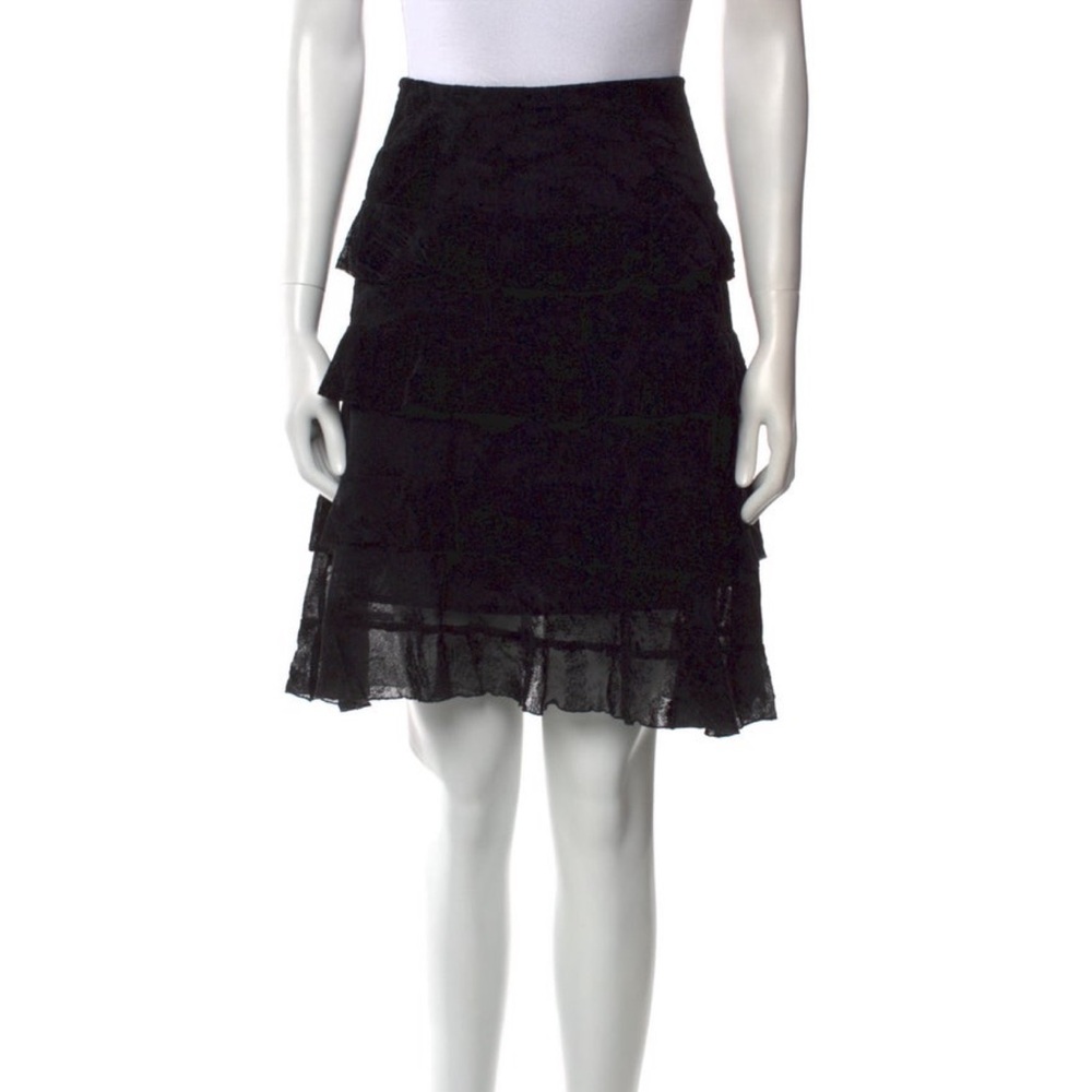 Diane von Furstenberg Black Velvet Ruffle Skirt